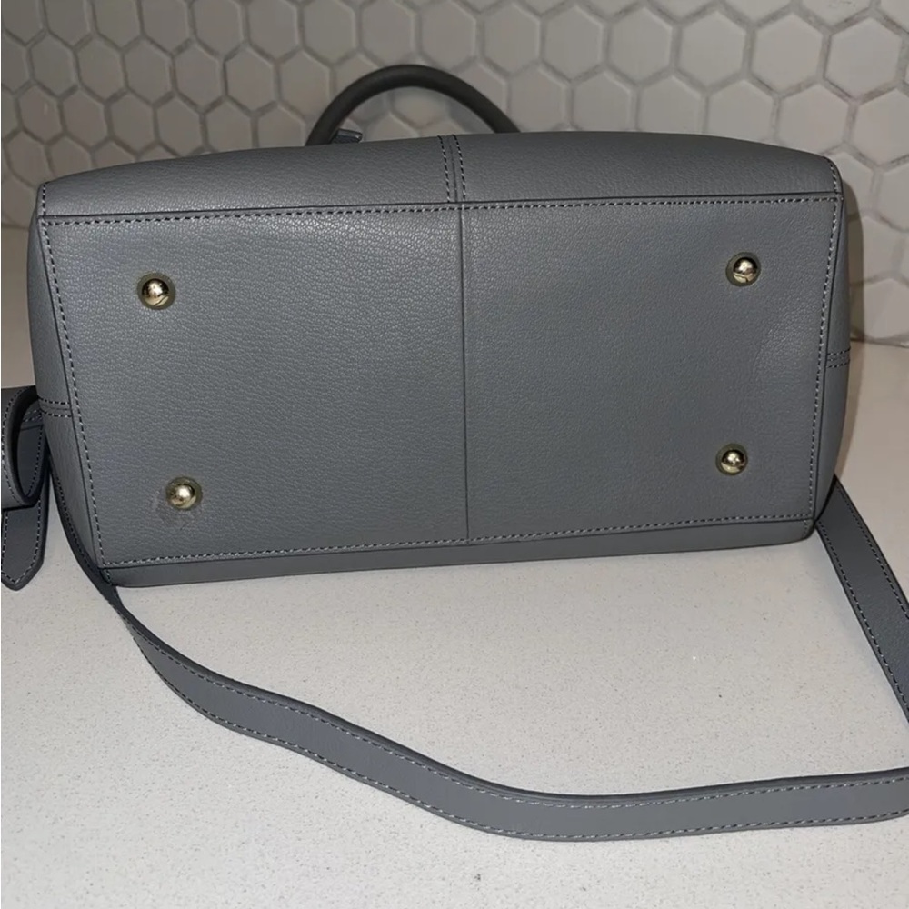 Ora Delphine Gray Leather Satchel Purse - Picture 5 of 6